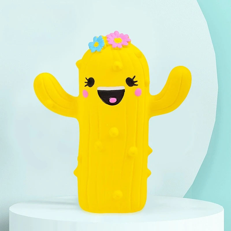 the CACTUS CRUNCH CHEW TOY - Cute Cactus Squeaky Pet Dog Interactive Chew Toy, Puppy Bite Resistant Thorn Tooth Cleaning Toy, Molar Chew Toys for Dogs, Supplies