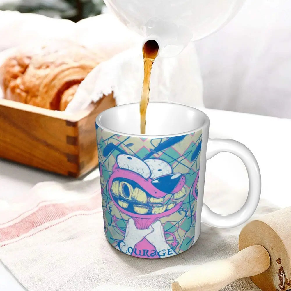 Personalized C-Courage The Cowardly Dog Coffee Mug DIY Ceramic Milk Tea Mug Cup