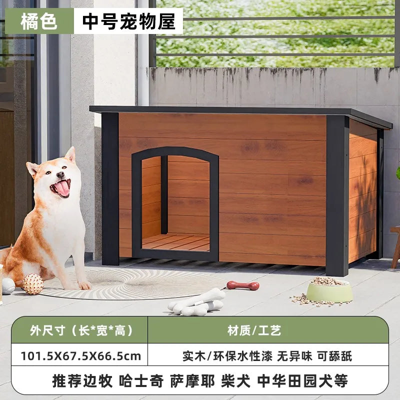 the GOOD DOG DOGHOUSE - Large Dog Kennel, Outdoor Semi-Enclosed Kennel, Winter Outdoor Doghouse, Rainproof and Cold-Proof Luxury Dog Villa