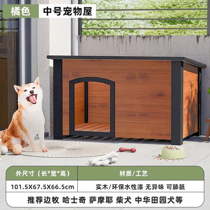 the GOOD DOG DOGHOUSE - Large Dog Kennel, Outdoor Semi-Enclosed Kennel, Winter Outdoor Doghouse, Rainproof and Cold-Proof Luxury Dog Villa