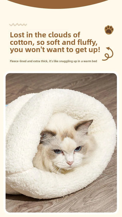 Cat Nest Winter Warmth Semi Enclosed Cat Sleeping Bag Nest Deep Sleep Designed for Cats Bedding Cat Mat Pet Universal