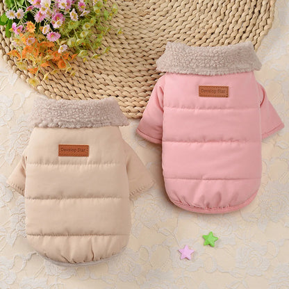 Winter Warm Dog Clothes Chihuahua Pug Pet Clothing With Fur Collar Winter Dog Coat Jacket Clothes For Small Medium Dogs Cats