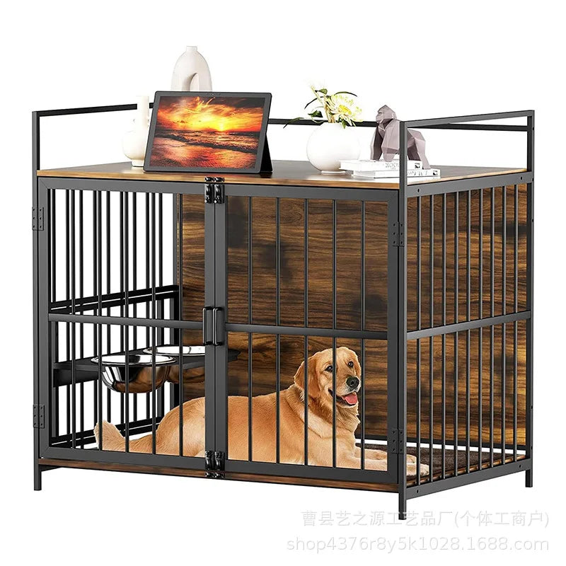 Dog Cage Small Medium Dog Indoor with Toilet Side Herding Small Pet Cage Dog Labrador Golden Retriever Cage