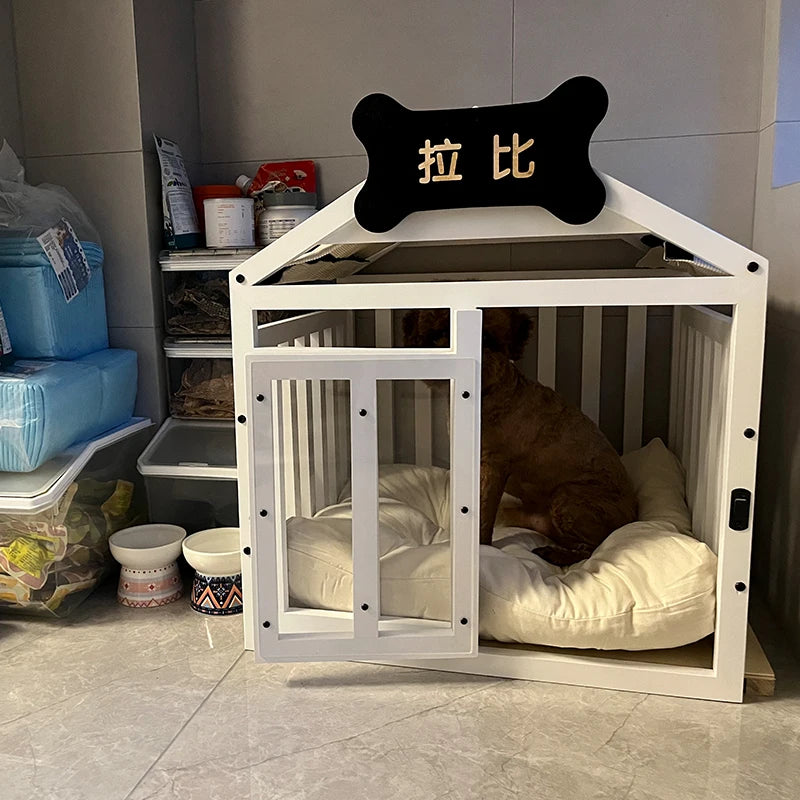 the MILKBONE HOUSE - Indoor Solid Wood Creativity Design Special Use Pet Doghouse, Detachable Washable Advanced Light Luxury Large Dogs Big Villa