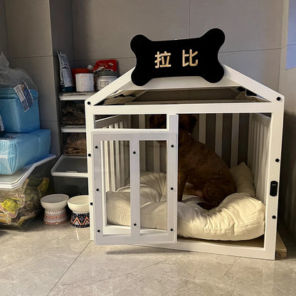 the MILKBONE HOUSE - Indoor Solid Wood Creativity Design Special Use Pet Doghouse, Detachable Washable Advanced Light Luxury Large Dogs Big Villa