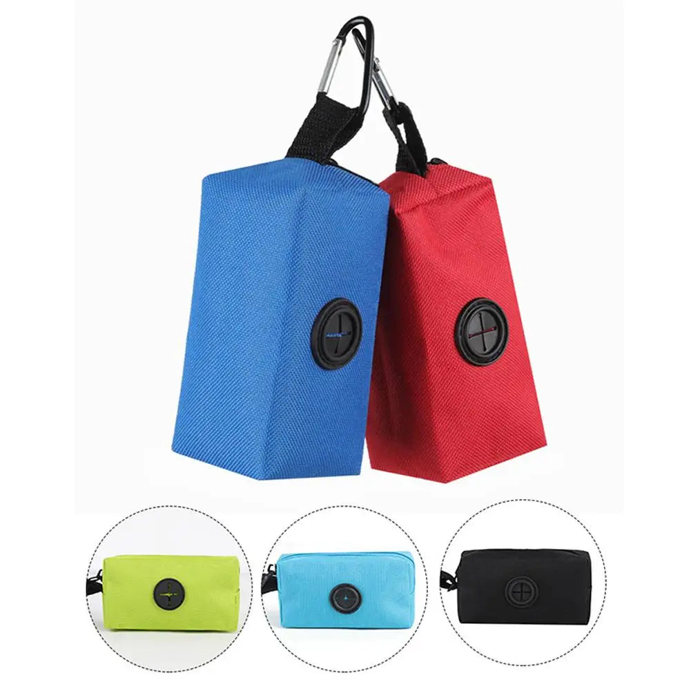 Dog Poop Bag Holder For Leash Doggie Waste Bag Dispenser Fabric Puppy Potty Carrier Small Doggy Zipper Pouch With Carabiner Clip