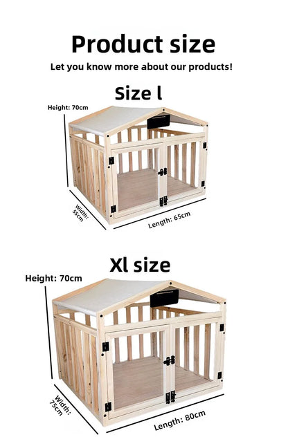 the WOODEN DOGHOUSE - Doghouse, Dog Cage, Wooden Enclosed Pet Fence for Small/Medium/Large Dogs, Indoor/Outdoor Kennel, Playpen Barrier