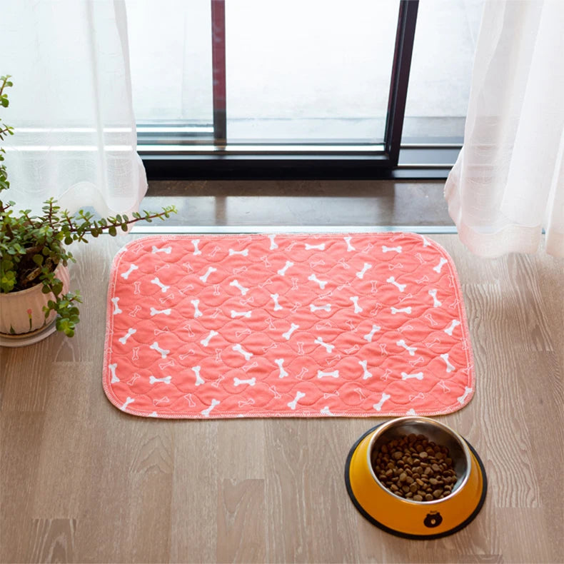 Waterproof Dog Pet Diaper Mat Reusable 3 Layer Absorbent Dog Bed Cat Diaper Pad Bone Paw Print Seat Cover Mat for Sofa Bed Floor