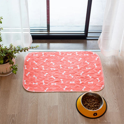 Waterproof Dog Pet Diaper Mat Reusable 3 Layer Absorbent Dog Bed Cat Diaper Pad Bone Paw Print Seat Cover Mat for Sofa Bed Floor
