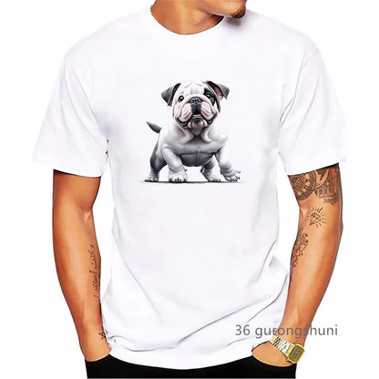 the BRITISH BULLDOG - British Bulldog Dog Animal Printed T-Shirt, Summer Fashion Short Sleeve T-Shirt
