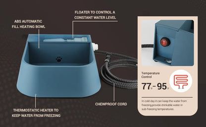 Heated Automatic Water Bowl for Dogs,Heated Dog Automatic Filling Outdoor Bowl,Heated Auto Waterer for Dog,Cats,Chickens,Animals