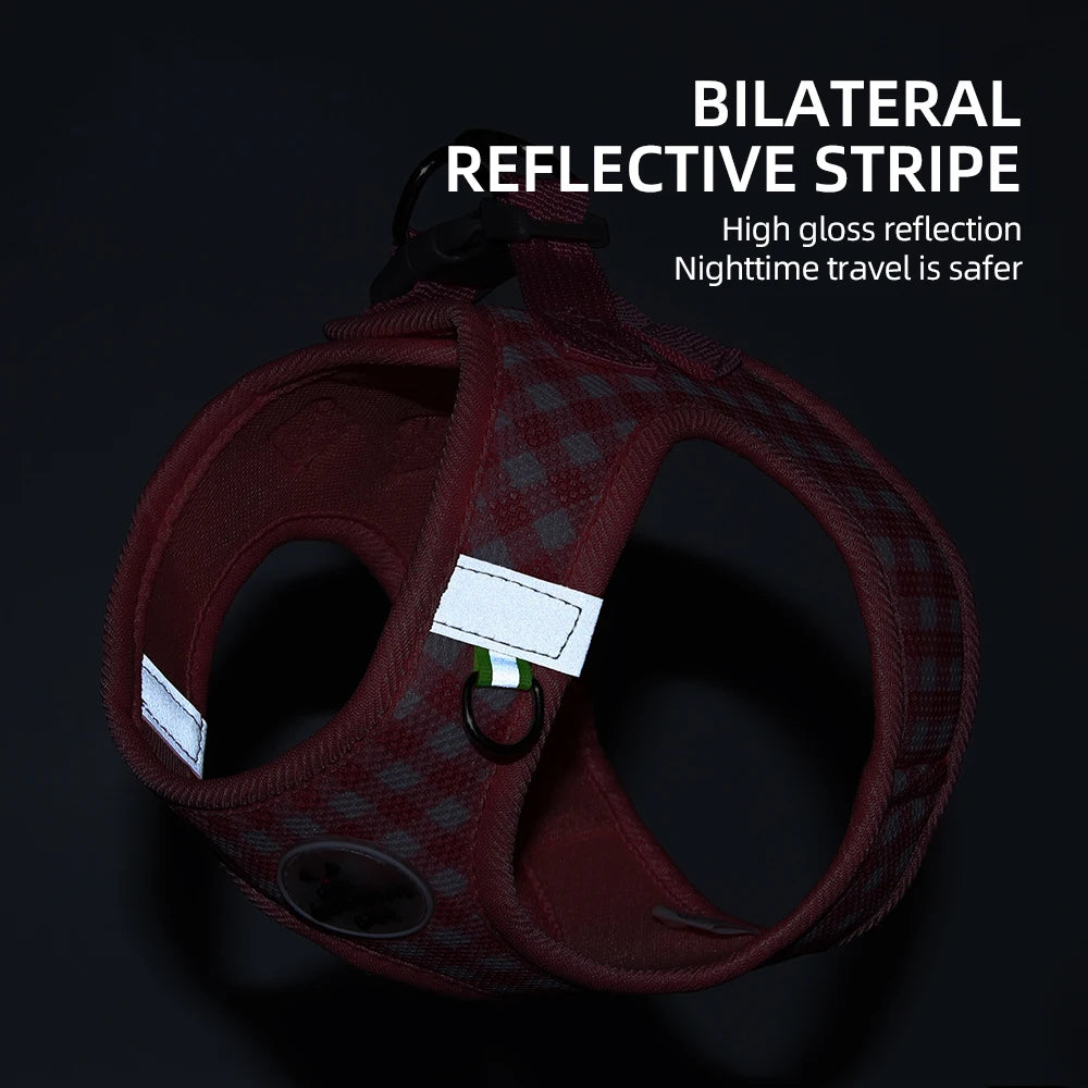 the PLAIDBUDDY HARNESS - Puppy/Kitten Chest Strap, Fresh Plaid Kitten/Puppy Leash, Anti-Break Adjustable Reflective Pet Chest Strap, Small Dog/Kitten Chest