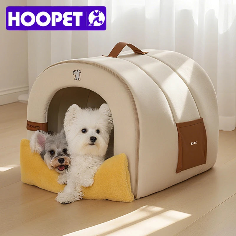 HOOPET Enclosed Dog Bed for Anxiety, Self Warming Calming Pet Tent with Removable Plush Mat, Washable Large Indoor House