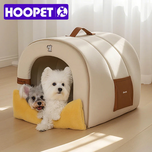 HOOPET Enclosed Dog Bed for Anxiety, Self Warming Calming Pet Tent with Removable Plush Mat, Washable Large Indoor House