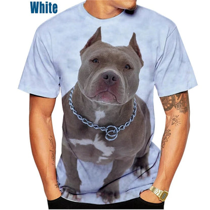 the PITBULL LOVE - Funny Pitbull Dog 3D Printed T-Shirt, Men/Women O-Neck Short Sleeve Tee Clothing, Kid Oversized Animal Print T-Shirt Tops
