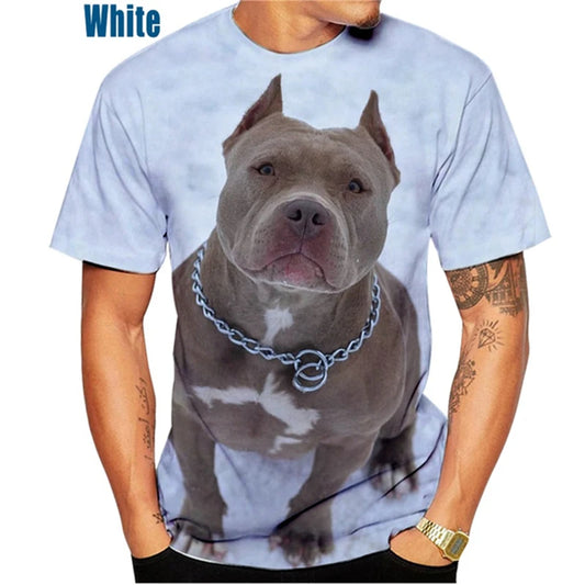 the PITBULL LOVE - Funny Pitbull Dog 3D Printed T-Shirt, Men/Women O-Neck Short Sleeve Tee Clothing, Kid Oversized Animal Print T-Shirt Tops