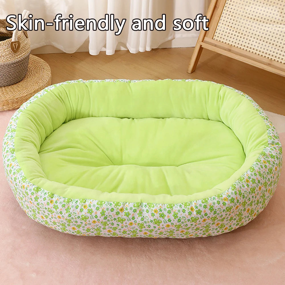 All Seasons Soft Flower Cute Small Cat Sofa Bed Comfortable Medium Dog Bed House Elastic Medium Cat Nest Kennel Accessories