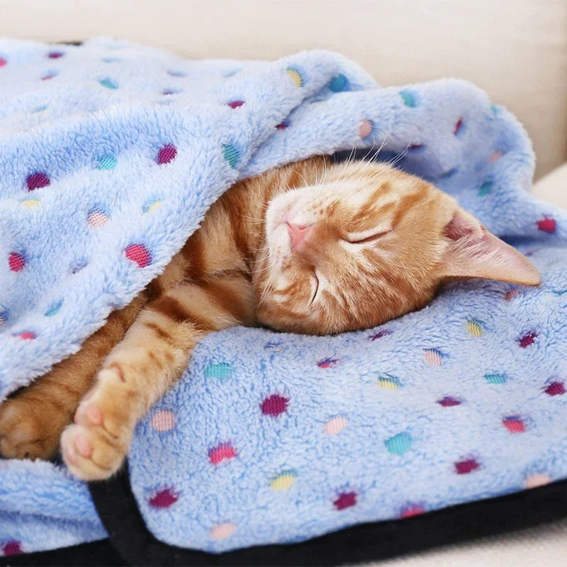 3PCS Soft Fluffy Pet Blanket Cute Dot Pattern Cozy Warm Blanket Cat Dogs Bed Small Large Dogs Mat Cover Pet Supplies Dog clothes