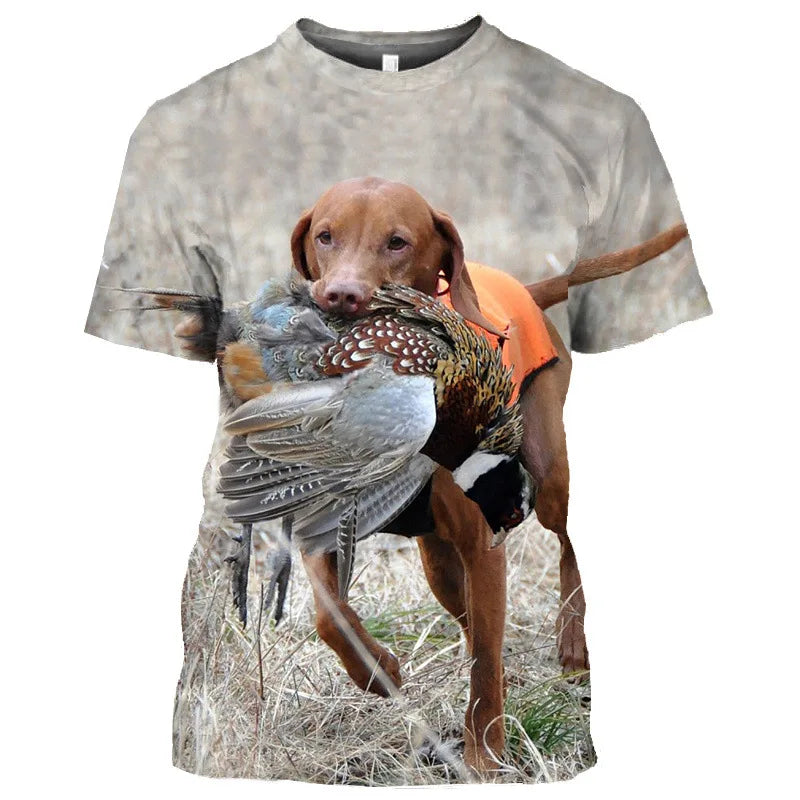 the DUCK HUNTER - Dog Camouflage Hunting T-Shirts Animal 3D Print Men Streetwear Short Sleeve T Shirt Oversized Harajuku Y2k Top Tees Man Clothing