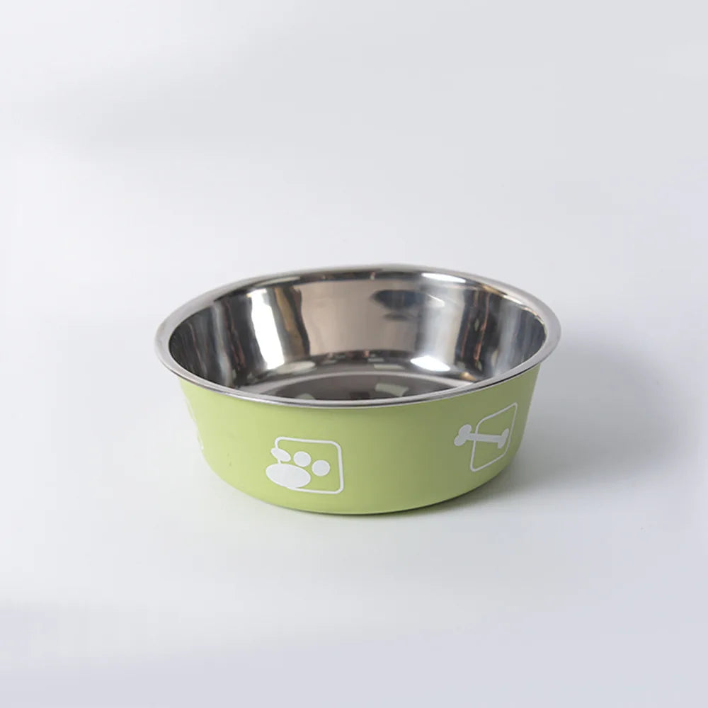 Stainless Steel Pet Bowl Double Layer Thickened Durable Anti-slip Dog Bowl Anti-knock Over Dog Food Bowl Pet Feeder Water Basin