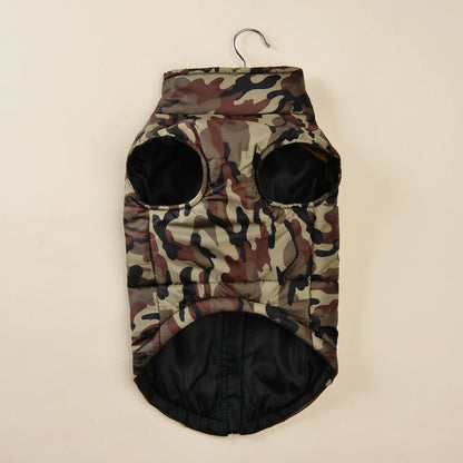 the CAMO COLDFRONT JACKET - Winter Dog Clothes for Medium/Large Dogs, Jacket Waterproof Labrador Coat, Camouflage Print Golden Retriever Outfits, Pet Costume