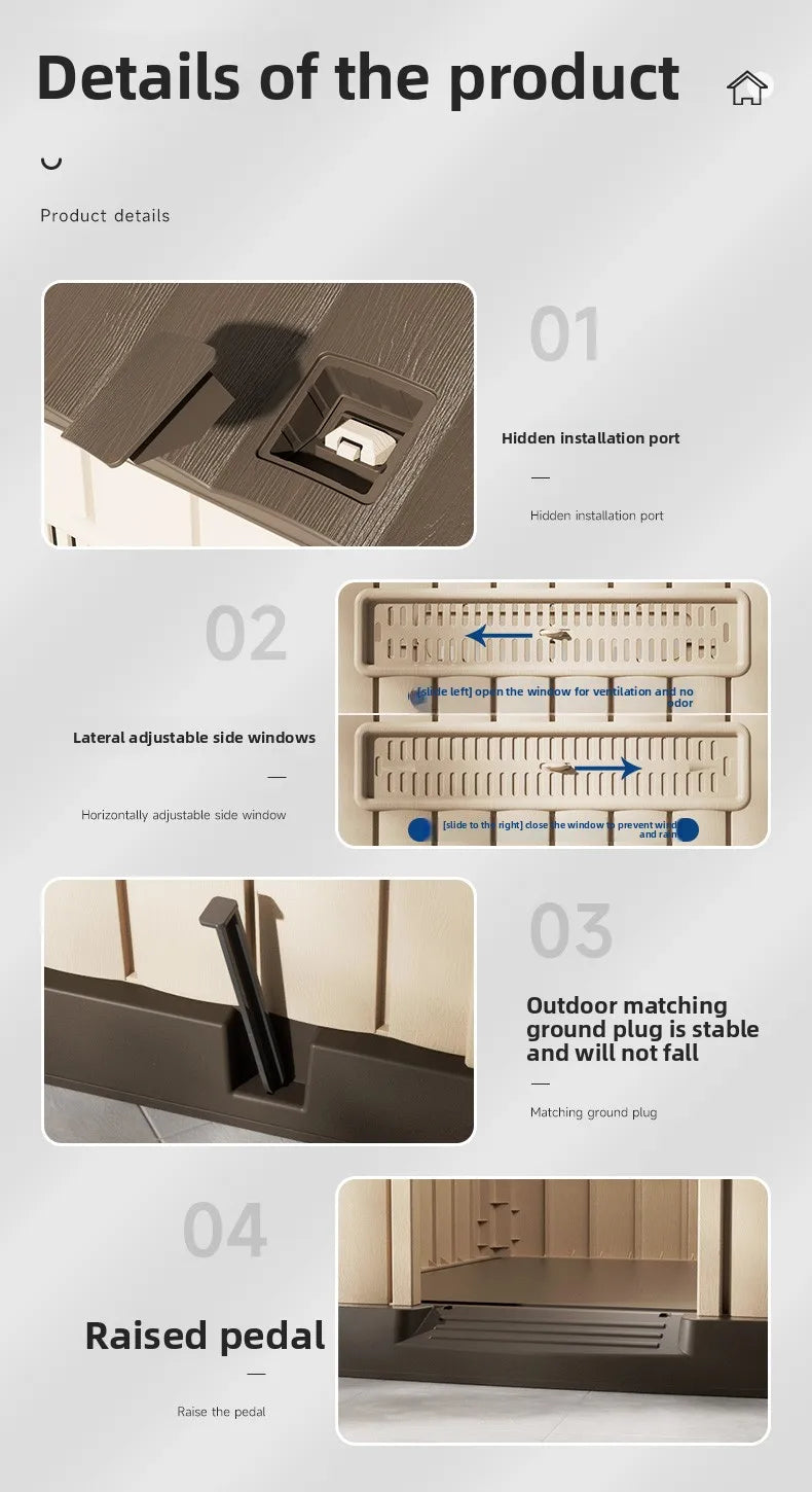 the HAPPY HOME - Kennel Outdoor Medium-Sized Dog Four-Season Universal Cold and Rain-Proof Pet Winter Doghouse, Villa Outdoor House Waterproof