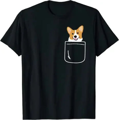 the HAPPY CORGI - Corgi in Pocket Funny Crazy Dog Lover Gift T-Shirt, Kawaii Ramen Cute Anime Dog-Corgi Japanese Noodles Dark Tees Halloween Costume