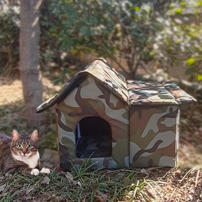 the CAMO HOUSE - Pet Shelter, Waterproof Four Seasons Outdoor Cat/Doghouse, Winter Warm Pet Cat/Dog Cave, Sleeping Beds Tent for Small Dog/Puppy Supplies