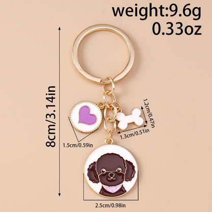 Cute Enamel Puppy Dog Keychain Cartoon Animal Key Ring Pendants for Women Girls Handbag Accessories DIY Jewelry Gifts