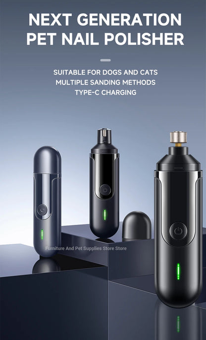 Electric Dog Nail Grinder Pet Nail Clipper USB Rechargeable Pet Nail Trimmers Painless with Polisher Wheel for Small/Large Pets