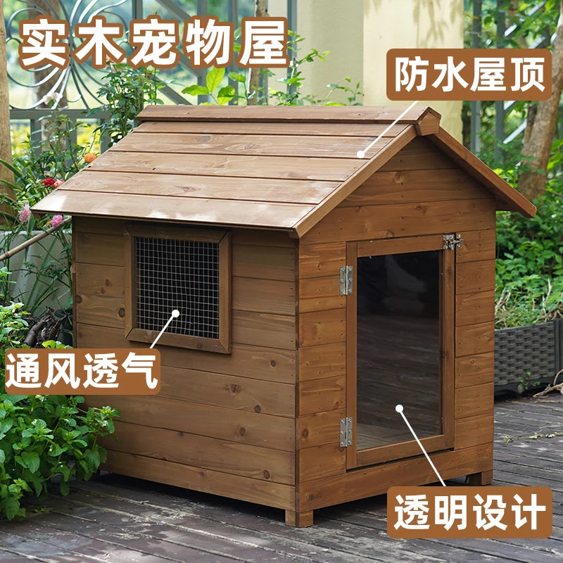 the GOOD DOG DOGHOUSE - Large Dog Kennel, Outdoor Semi-Enclosed Kennel, Winter Outdoor Doghouse, Rainproof and Cold-Proof Luxury Dog Villa