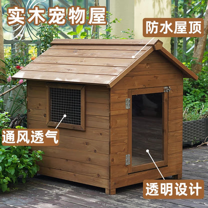 the GOOD DOG DOGHOUSE - Large Dog Kennel, Outdoor Semi-Enclosed Kennel, Winter Outdoor Doghouse, Rainproof and Cold-Proof Luxury Dog Villa