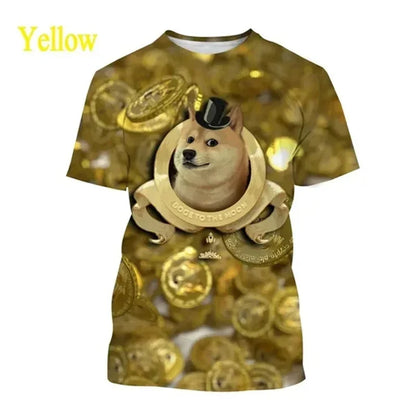 the GALAXY SPACE DOGS - Astronaut Dog Dogecoin Graphic T-Shirt for Men, Clothing Fashion Meme Cheems Fan T-Shirt, Casual 3D Shiba Inu Printing Tee Tops