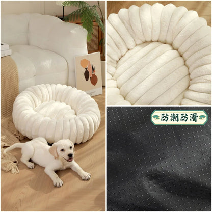 Home Plush Pet Nest Winter Cat Dog Bed Warm Detachable and Washable Round Cat Nest Pet Bed Seasonal Universal Decoration