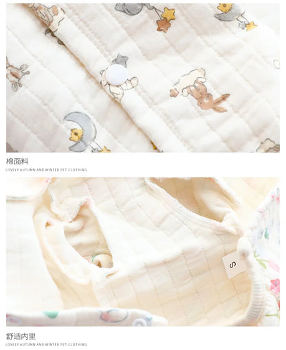 Dog Clothes Autumn and Winter Floral Double-layer To Protect The Belly Four Legged Small Dog Teddy Bear Pet Puppy Clothes