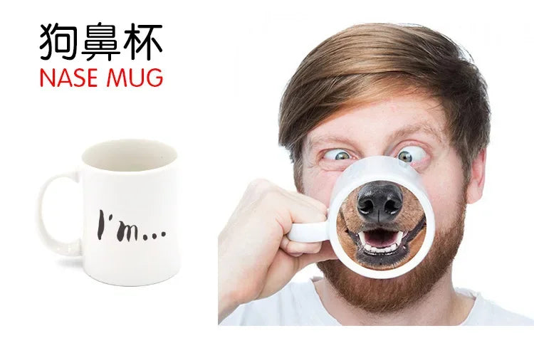 Pig Nose Mug Creative Spoof Funny Dog Nose Cup Ceramic Mug Water Bottle Office Tea Coffee Cup Stranger Things Gift