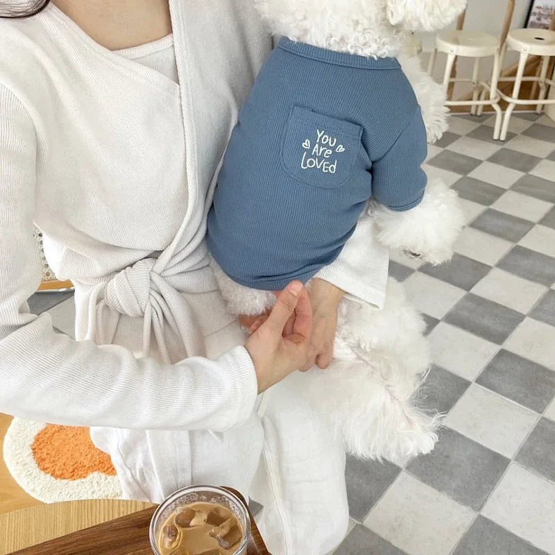 Autumn Winter Thin Warm Dog Pullover Solid Dog Hoodies Pet Vest Girls Dog Costume Chihuahua Bichon Clothing Letter Cat Dog Shirt