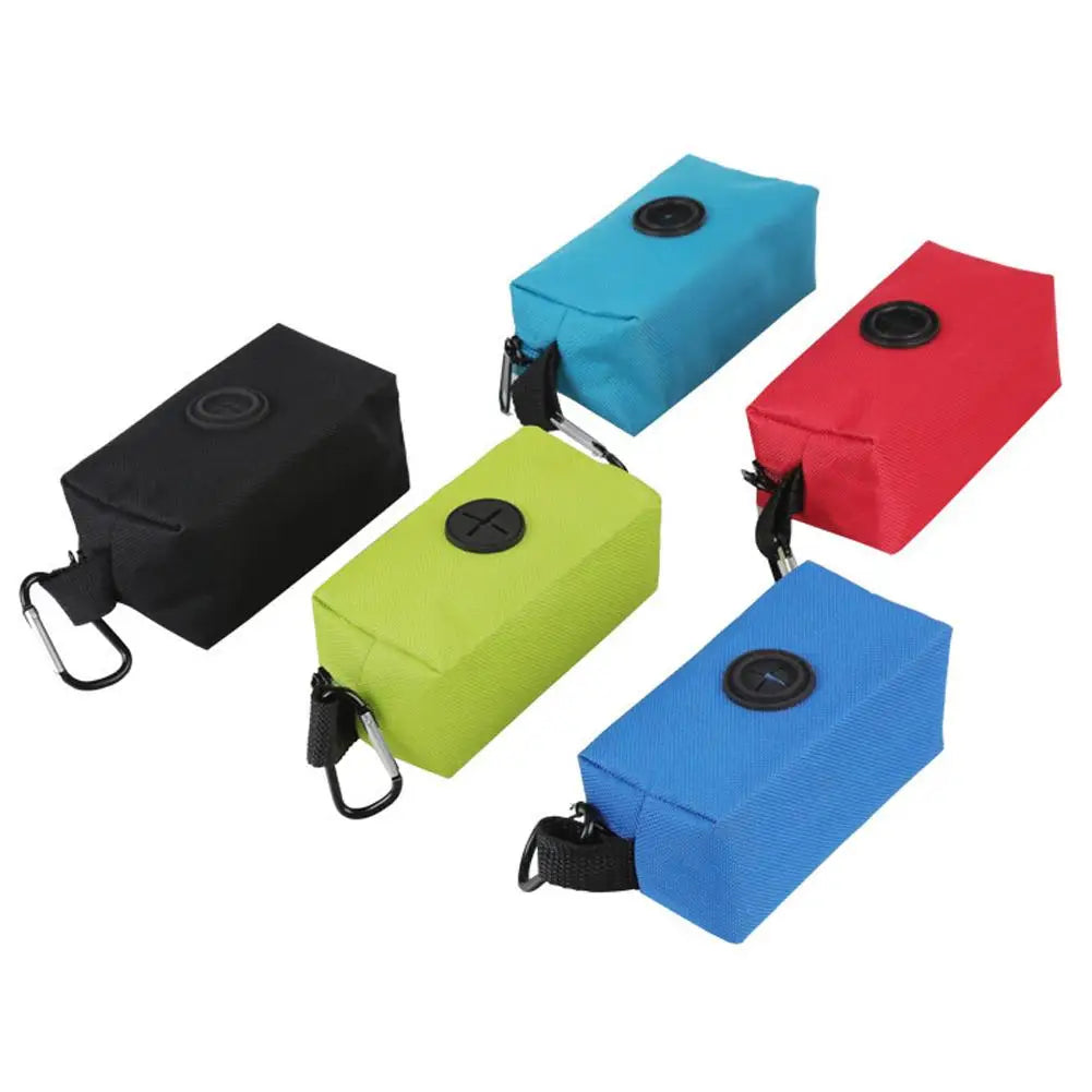 Dog Poop Bag Holder For Leash Doggie Waste Bag Dispenser Fabric Puppy Potty Carrier Small Doggy Zipper Pouch With Carabiner Clip