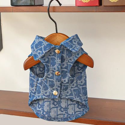 Pet Clothing Dog Autumn and Winter Denim JeanThickened Windproof Coat Puppy Costume For Small Medium Dogs Pet Jacket Wholesale