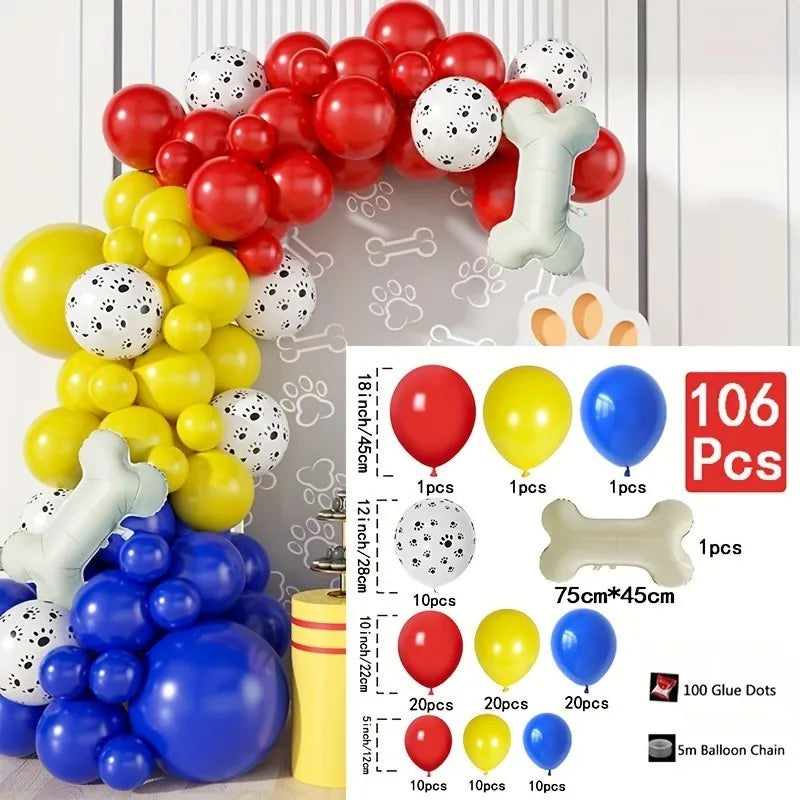 103Pcs Dog Paw Balloons  Balloon Birthday Balloons Garland Arch Kit for Boys Girls Pink Theme Birthday Party Decorations