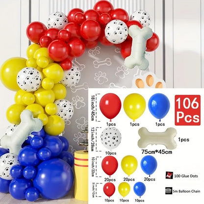 103Pcs Dog Paw Balloons  Balloon Birthday Balloons Garland Arch Kit for Boys Girls Pink Theme Birthday Party Decorations
