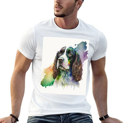 the SPRINGER SPANIEL - Watercolor English Springer Spaniel Digital Art T-Shirt