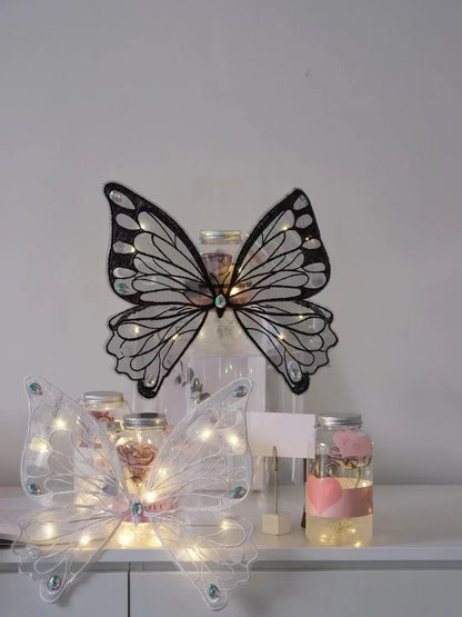 Dog wings glowing butterfly back decoration puppy summer clothes chest back decoration small dog Pomeranian Teddy Bigbear