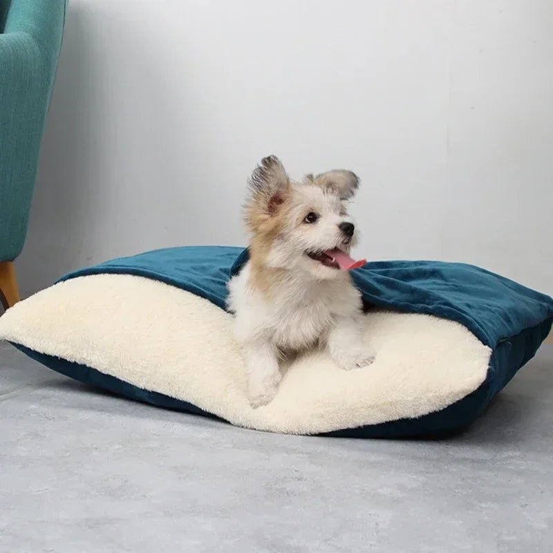 Winter Warm Pet Bed Washable - Bite-Resistant Dogs Kennel Removable Puppy Sofa Cushion Plush Cat Mat for Large Pet Sleeping Bag