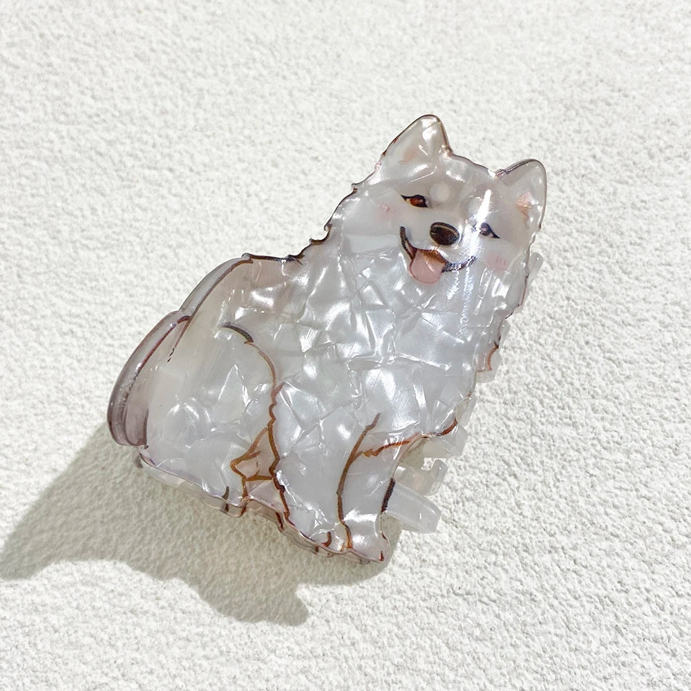 Cute Cartoon Acrylic Corgi Chihuahua Dog Printed Hair Clip Claw For Women Girls New Geometric Hairpin Hair Accessories Tool