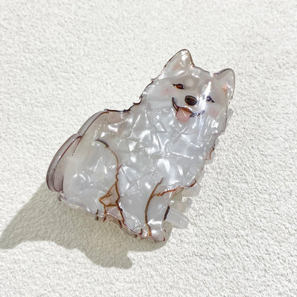 Cute Cartoon Acrylic Corgi Chihuahua Dog Printed Hair Clip Claw For Women Girls New Geometric Hairpin Hair Accessories Tool