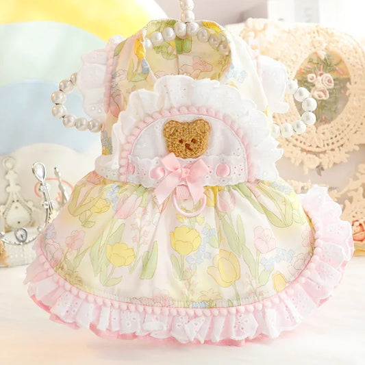 Thin Cat Princess Dress Milk Bear Fructose Lolita Small Dog Teddy Pet Clothes Spring and Summer