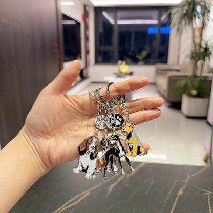 Pet dog car keychain pendant creative metal accessories key ring holiday gifts