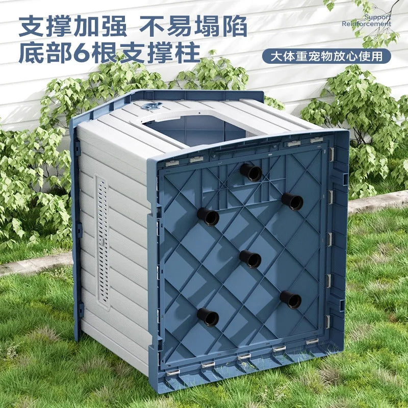 the HAPPY HOME - Kennel Outdoor Medium-Sized Dog Four-Season Universal Cold and Rain-Proof Pet Winter Doghouse, Villa Outdoor House Waterproof