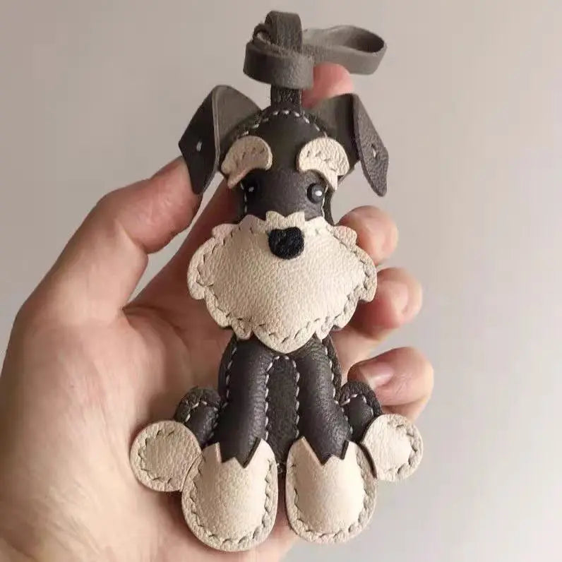 Sheepskin Handmade Real Leather Cute Teddy Dog Bag Charm KeyChain Gift Cute Decoration For Bags Exquisite Charm Bag Accessories